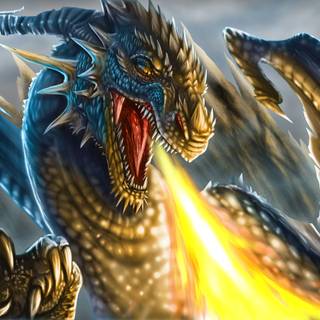 Fire breathing dragon wallpaper