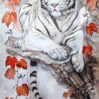Autumn tigers wallpaper