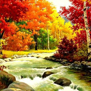 River in autumn wallpaper