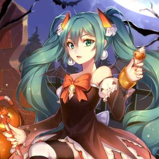 Aesthetic Halloween anime girl wallpaper