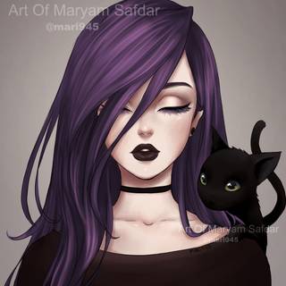 Tiny purple hair anime girls wallpaper