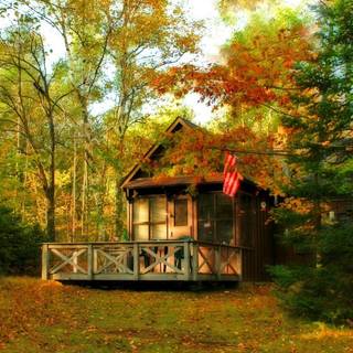 Fall cottage wallpaper