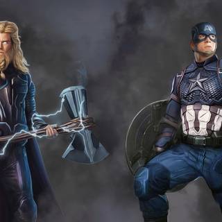 Captain America and Thor wallpaper