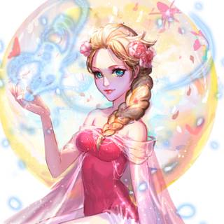 Elsa with pink hair wallpaper