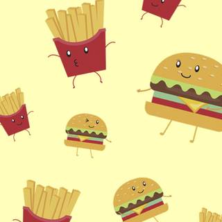 Cute Kawaii hamburger iPhone wallpaper