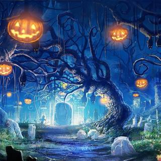 Halloween pumpkin gate wallpaper