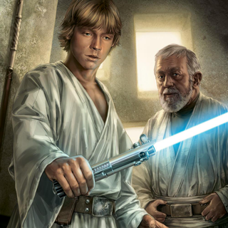 Luke Skywalker using his lightsaber wallpaper