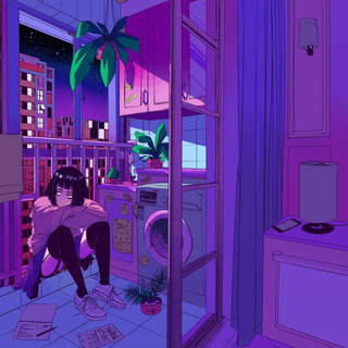Purple anime asthetic wallpaper