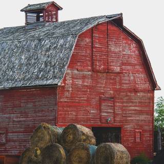 Autumn red barn wallpaper