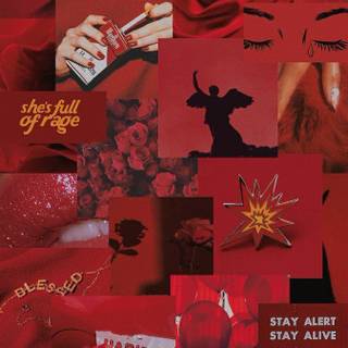 Red aesthetic collage wallpaper