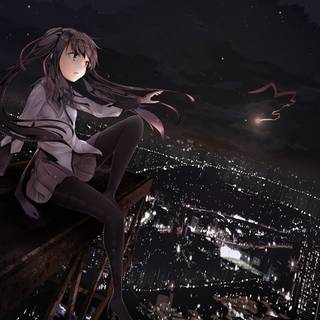 Anime girl night PC wallpaper
