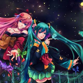 Anime girl night PC wallpaper