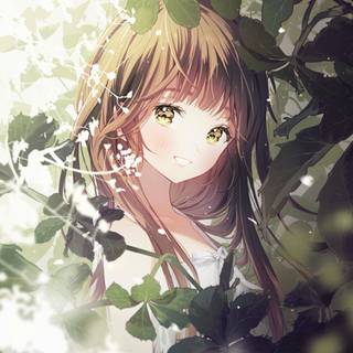 Brown hair cartoon girl wallpaper