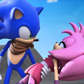 Sonic and Amy kiss wallpaper