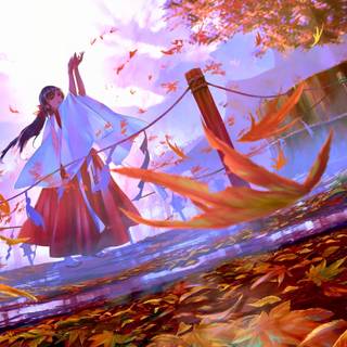 Anime lanscape autumn wallpaper