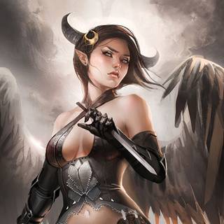 Demons angels female wallpaper