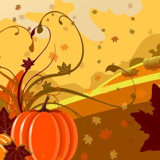 Autumn pumpkins leaves wallpaper