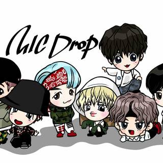 BTS cartoon desktop wallpaper