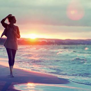 Women with nature wallpaper