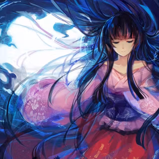 Anime girl with black hair wallpaper