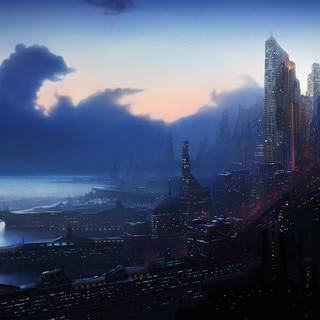 Desktop futuristic city wallpaper