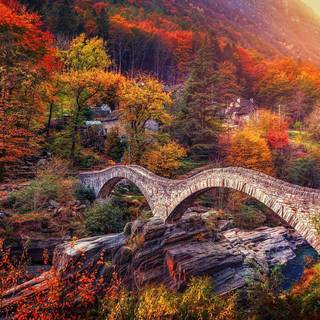 Stone bridge autumn wallpaper