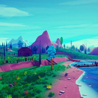 Low poly landscape wallpaper