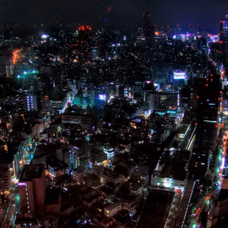 Anime city lights at night aesthetic wallpaper