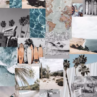 Beach aesthetic collage wallpaper