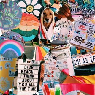 Beach aesthetic collage wallpaper