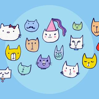 Cute cartoon cat desktop wallpaper