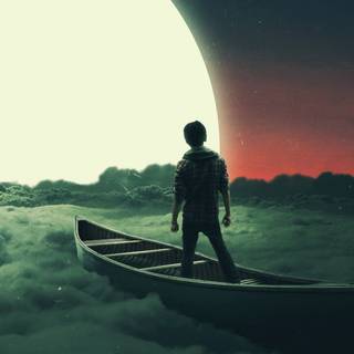 Moon and boy wallpaper