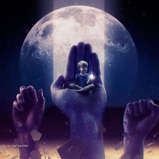 Moon and boy wallpaper