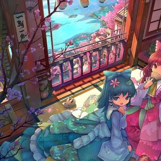 Japanese anime purple wallpaper