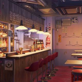 Anime cafe wallpaper