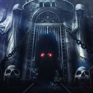 Black castle room wallpaper