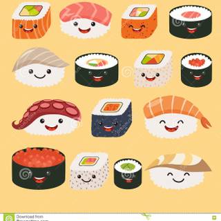 Mustache Kawaii sushi wallpaper
