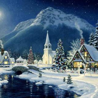 Real Christmas village wallpaper