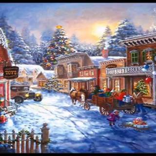 Real Christmas village wallpaper