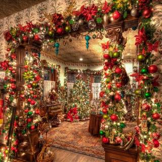 Christmas inside home wallpaper