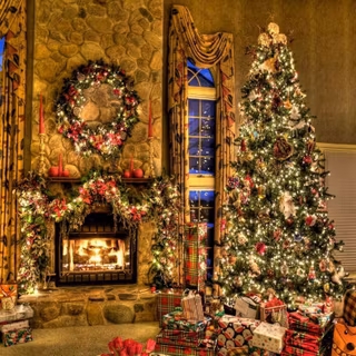 Christmas inside home wallpaper