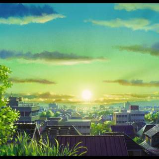 Anime scenery green wallpaper