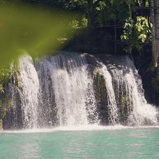 Exotic waterfall and lake wallpaper