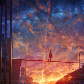 HD anime sky light wallpaper