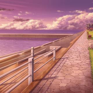 Anime pink scenery wallpaper