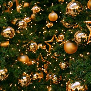 Golden Christmas tree wallpaper