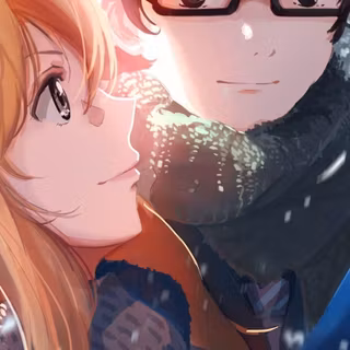 Girl and boy in winter wallpaper