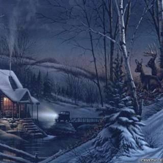 Dark vintage winter wallpaper