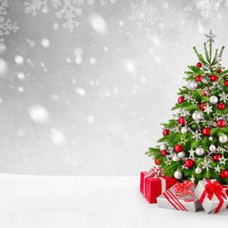 Christmas tree with presents wallpaper