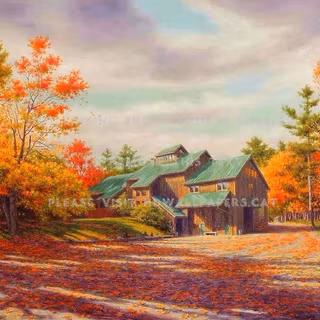 Autumn barns wallpaper